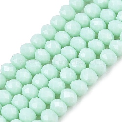 Opaque Solid Color Imitation Jade Glass Beads Strands, Faceted, Rondelle, Turquoise, 3.5~3.8x3mm, Hole: 0.4mm, about 113~115pcs/strand, 32.5~33cm(EGLA-A044-P3mm-D14)