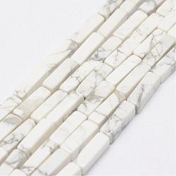 Natural Howlite Beads Strands, Cuboid, 13x5x5mm, Hole: 1mm, about 29pcs/Strand, 15.3 inch(39cm)(G-E342-15)