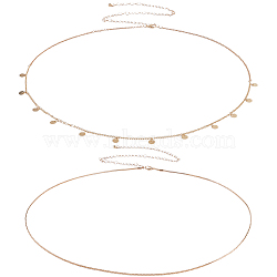 2Pcs Iron Waist Body Chain, Bikini Jewelry for Woman Girl, Golden, 27.4 inch~27.56 inch(69.5~70cm)(AJEW-WH20019-21G)