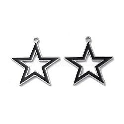 304 Stainless Steel Pendants, with Enamel, Star Charm, Stainless Steel Color, 25x24x1.5mm, Hole: 1.6mm(STAS-C083-15P-01)