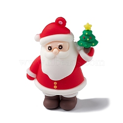 Christmas PVC Big Pendants, Santa Claus Charm, Red, 59x47x25mm, Hole: 2.5mm(X-SIL-D066-01)