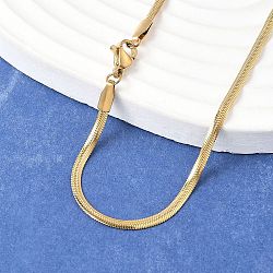 Ion Plating(IP) 304 Stainless Steel Snake Chains Necklaces, with Lobster Clasps, Real 18k Gold Plated, 17.7 inch(45cm), 2.2x1mm(X-NJEW-O058-25G)