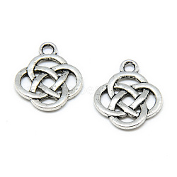 Tibetan Style Alloy Pendants, Knot, Cadmium Free & Nickel Free & Lead Free, Antique Silver, 18.5x15.5x2mm, Hole: 2mm(X-TIBE-S301-041AS-NR)