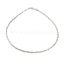 Brass Double Braided Round Snake Chain Necklaces, Real Platinum Plated, 18.11 inch(46cm)(MAK-L041-01P)