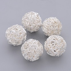 Iron Wire Beads, Round, Silver Color Plated, about 20mm in diameter(E403-S)