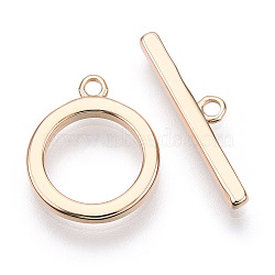 Brass Toggle Clasps, Ring, Real 18K Gold Plated, Ring: 16x13x2mm, Hole: 1.6mm, Inner Diameter: 9mm, Bar: 20.5x4.5x2mm, hole: 1.6mm(KK-E057-09G)