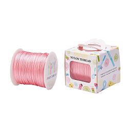 Nylon Thread, Rattail Satin Cord, Light Coral, 1.0mm, about 76.55 yards(70m)/roll(NWIR-JP0010-1.0mm-182)