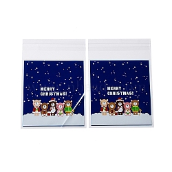 Christmas Theme Plastic Bakeware Bag, with Self-adhesive, for Chocolate, Candy, Cookies, Square, Midnight Blue, 130x100x0.2mm, about 100pcs/bag(OPP-Q004-04E)