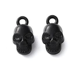 Alloy Pendants, Skull Head Charms, Black, 13x7x6.5mm, Hole: 1.6mm(FIND-L020-006EB)