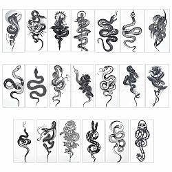 20 Sheets 20 Style Cool Body Art Removable Snake Temporary Tattoos Stickers, Black, 14x6.8x0.02cm, Pattern: 130~135x42~60mm, 1 sheet/style(STIC-CP0001-02)