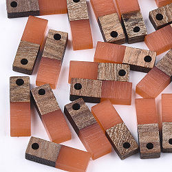 Resin & Wood Pendants, Rectangle, Coral, 17x5.5x3~3.5mm, Hole: 1.5mm(X-RESI-S358-19J)