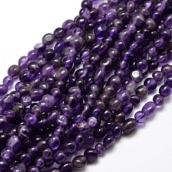 Natural Amethyst Nuggets Beads Strands, Smooth Tumbled Stone, 5~10x6~7x3~7mm, hole: 1mm, about 14.9 inch~15.7 inch(G-J335-12)