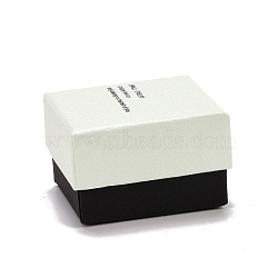 Rectangle Cardboard Ring Boxes, with Black Sponge inside, White, 5x5x3.25cm(CON-E025-B03)