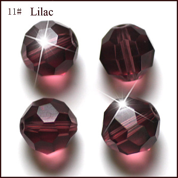 Imitation Austrian Crystal Beads, Grade AAA, K9 Glass, Faceted(32 Facets), Round, Purple, 4mm, Hole: 0.7~0.9mm