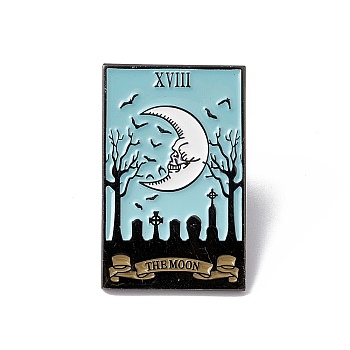The Moon Tarot Card Enamel Pin, Gunmetal Brass Brooch for Backpack Clothes, Sky Blue, 30x19x2mm, Pin: 1.2mm.