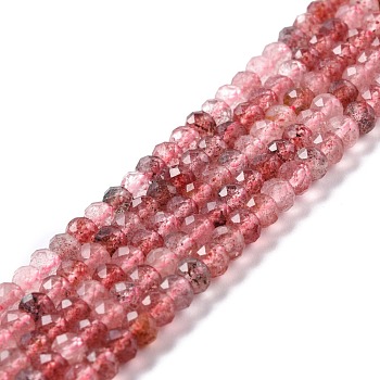 Natural Strawberry Quartz Beads Strands, Faceted, Rondelle, 5.5x4mm, Hole: 0.8mm, about 91pcs/strand, 15.35''(39cm)