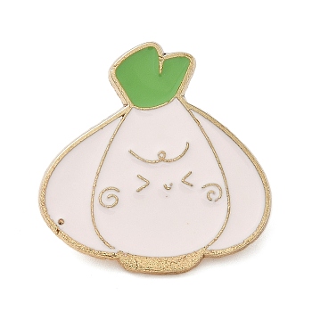 Vegetable Enamel Pins, Alloy Lapel Pin Backs for Backpack Clothes, Garlic, 30x29.5mm