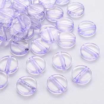 Transparent Acrylic Beads, Flat Round, Lilac, 16x5mm, Hole: 2.8mm, about 480pcs/500g
