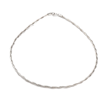 Brass Double Braided Round Snake Chain Necklaces, Real Platinum Plated, 18.11 inch(46cm)