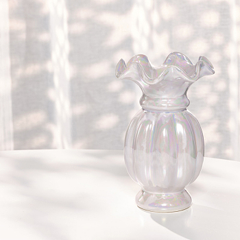 Ceramics Dried Flowers Vase Display Decorations, for Living Room Home Decorations, Lavender, 195mm, Inner Diameter: 125mm