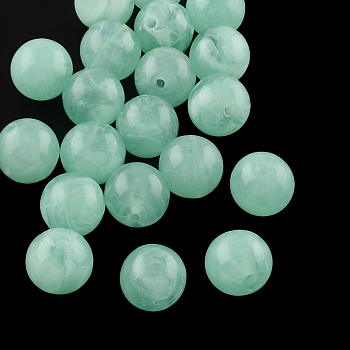 Round Imitation Gemstone Acrylic Beads, Medium Aquamarine, 6mm, Hole: 2mm