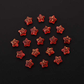 20Pcs Spray Painted Glass Beads, Star, Red, 8x8.5x4mm, Hole: 1mm