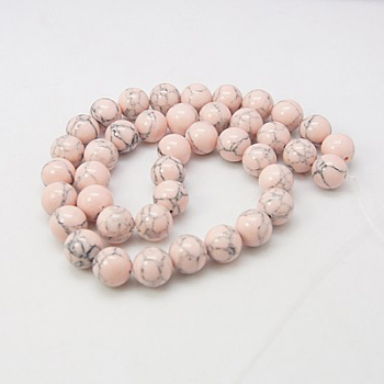 Synthetic Turquoise Beads Strands, Dyed, Round, Misty Rose, 10mm, Hole: 1mm, about 40pcs/strand, 15.7
