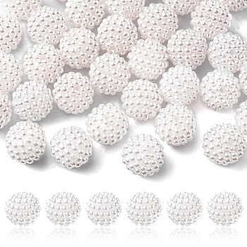 Imitation Pearl Acrylic Beads, Berry Beads, Combined Beads, Round, White, 12mm, Hole: 1mm
