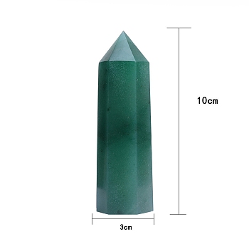 Point Tower Natural Green Aventurine Home Display Decoration, Healing Stone Wands, for Reiki Chakra Meditation Therapy Decos, Hexagon Prism, 100x30mm