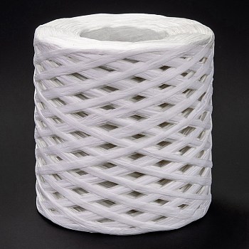 Raffia Ribbon, Packing Paper String, for Gift Wrapping, Party Decor, Craft Weaving, White, 3~4mm, about 200m/roll