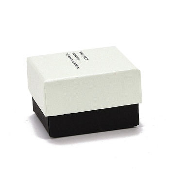 Rectangle Cardboard Ring Boxes, with Black Sponge inside, White, 5x5x3.25cm