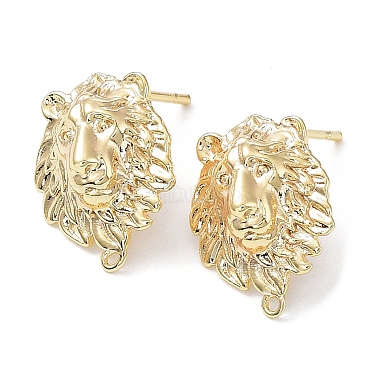 Real 18K Gold Plated Lion Brass Stud Earring Findings