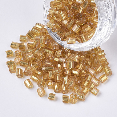 4mm Orange Hexagon(Two Cut) Glass Beads