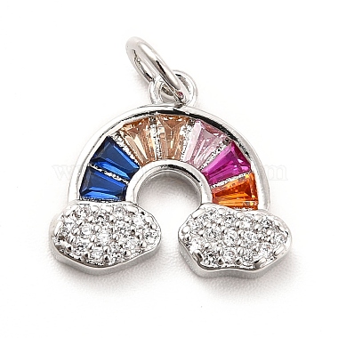 Real Platinum Plated Colorful Rainbow Brass+Cubic Zirconia Charms