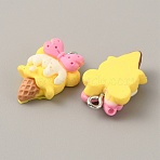 Opaque Resin Pendants, with Platinum Tone Iron Loops, Imitation Food, Ice Cream Charm, Yellow, 21x14x6.5mm, Hole: 2mm(RESI-CJC0012-14D)