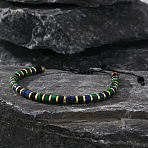 Ethnic Style Natural Mixed Gemstone Column Beads Braided Bead Bracelets for Men Women, with Non-magnetic Hematite, Inner Diameter: 11 inch(28cm)(BR3776-3)
