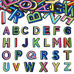 26Pcs Letter A~Z Two Tone Computerized Embroidery Cloth Iron on/Sew on Patches, Costume Accessories, Appliques, Mixed Color, 43~46x12~49x1.5~2mm(PATC-TA0001-47)