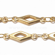3.28 Feet Ion Plating(IP) 304 Stainless Steel Rhombus Link Chains, Soldered, Golden, 13x4x1mm(X-CHS-H011-01G)