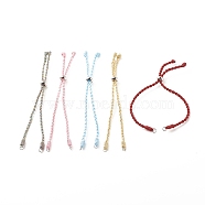 Braided Polyester Cord Bracelet, with 201 Stainless Steel Beads, for Slider Bracelets Making, Mixed Color, 9-7/8 inch(25cm), 2~4mm(AJEW-JB01122)