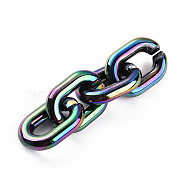 Acrylic Linking Rings, Quick Link Connectors, For Jewelry Chains Making, AB Color Plated, Oval, Rainbow color Plated, 23.5x17.5x5mm, Inner Diameter: 6.5X8mm(OACR-T025-10A)
