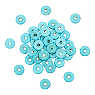 50Pcs Synthetic Turquoise Pendants, Donut/Pi Disc, Dyed, Turquoise, Donut Width: 7.5mm, 20x4~4.5mm, Hole: 5mm(TURQ-NB0001-11)