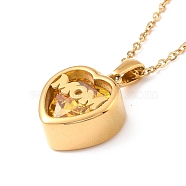 Mom Necklace for Birthday Mother's Day Gift, Heart Cubic Zirconia Pendant Necklace, 304 Stainless Steel Necklace, Golden, Gold, 17.72 inch(45cm)(NJEW-I249-01G-11)
