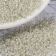 MIYUKI Round Rocailles Beads, Japanese Seed Beads, 15/0, (RR1901) Semi-Frosted Silverlined Crystal, 1.5mm, Hole: 0.7mm, about 5555pcs/10g(X-SEED-G009-RR1901)