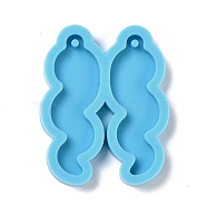 DIY Pendant Silicone Molds, for Earring Making, Resin Casting Molds, For UV Resin, Epoxy Resin Jewelry Making, Wave, Deep Sky Blue, 43x35x4mm, Hole: 1.5mm, Inner Diameter: 38x13mm(DIY-F102-18)