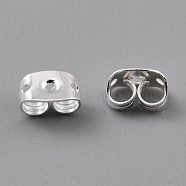 Brass Friction Ear Nuts, Ear Locking Earring Backs for Post Stud Earrings, with 3 Holes, 925 Sterling Silver Plated, 6x4.5x3.5mm, Hole: 1mm(KK-O131-06S-C)