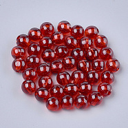 Transparent Plastic Beads, Round, FireBrick, 6x5.5mm, Hole: 1.8mm, about 5000pcs/500g(KY-T005-6mm-638)