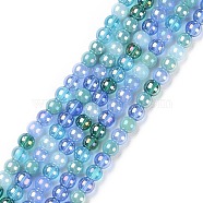 Transperant Electroplate Glass Beads Strands, AB Color Plated, Round, Cornflower Blue, 4~4.5mm, Hole: 0.9mm, about 100pcs/strand, 14.96''(38cm)(GLAA-P056-4mm-B03)