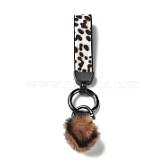 Imitation Leather Key Keychains, with Alloy and Polyacrylonitrile Ball for Bag Decorations, White, 187mm(KEYC-M021-02B)