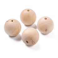 Defective Closeout Sale, Unfinished Natural Wood Beads, Round Wooden Loose Beads Spacer Beads for Craft Making, Lead Free, BurlyWood, 40mm, Hole: 6.5mm(WOOD-XCP0001-16)