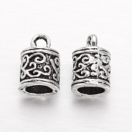 Tibetan Style Alloy Cord Ends, End Caps, Column, Antique Silver, 13x8mm, Hole: 2mm, 5.5mm inner diameter(X-PALLOY-L166-08AS)